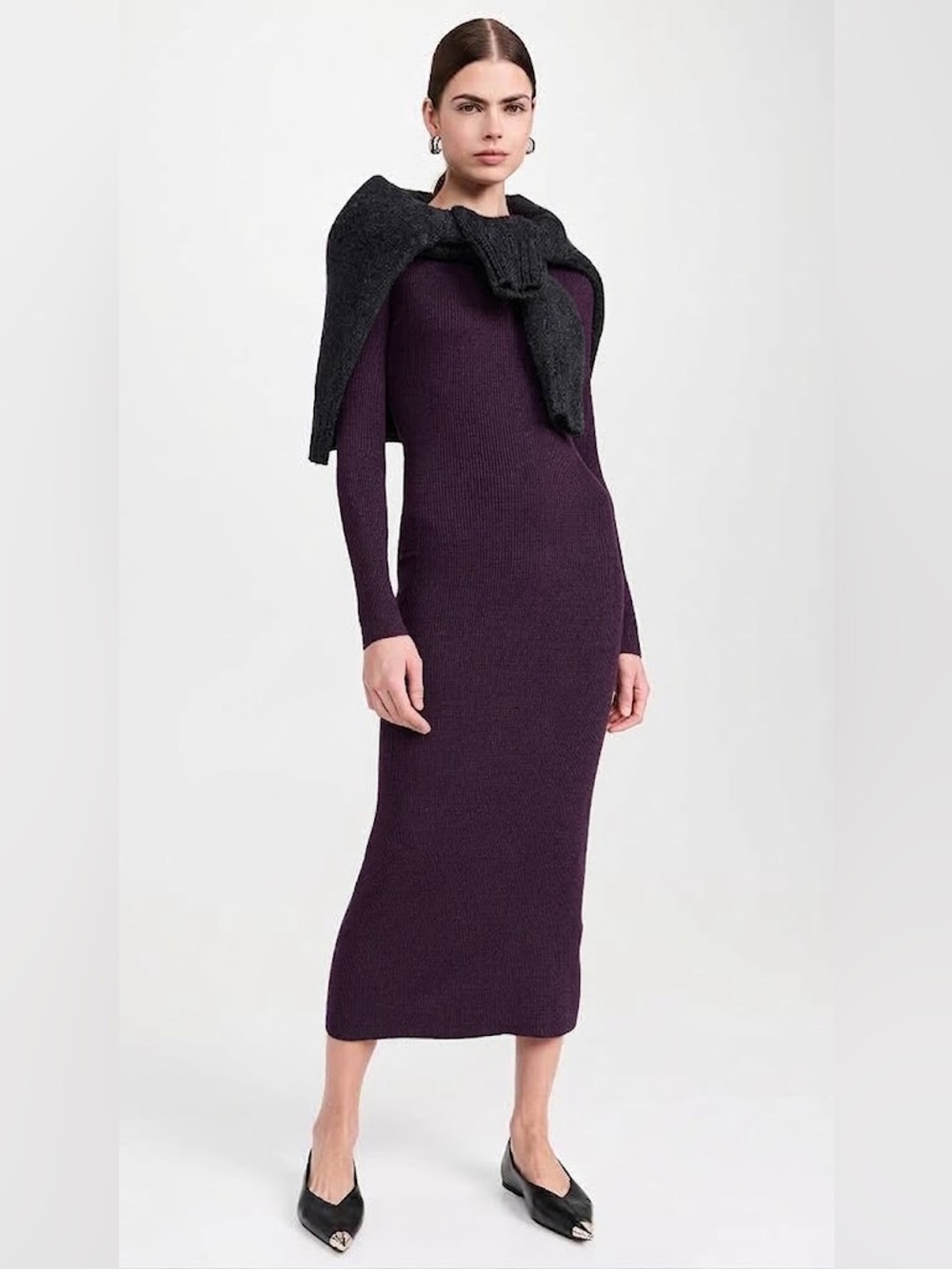 Enza Costa Silk Sweater Rib Crew Dress